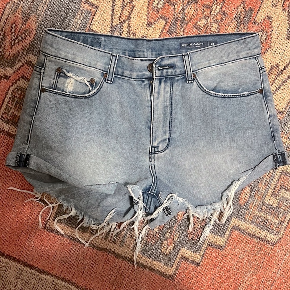 Denim coLAB  distressed denim shorts